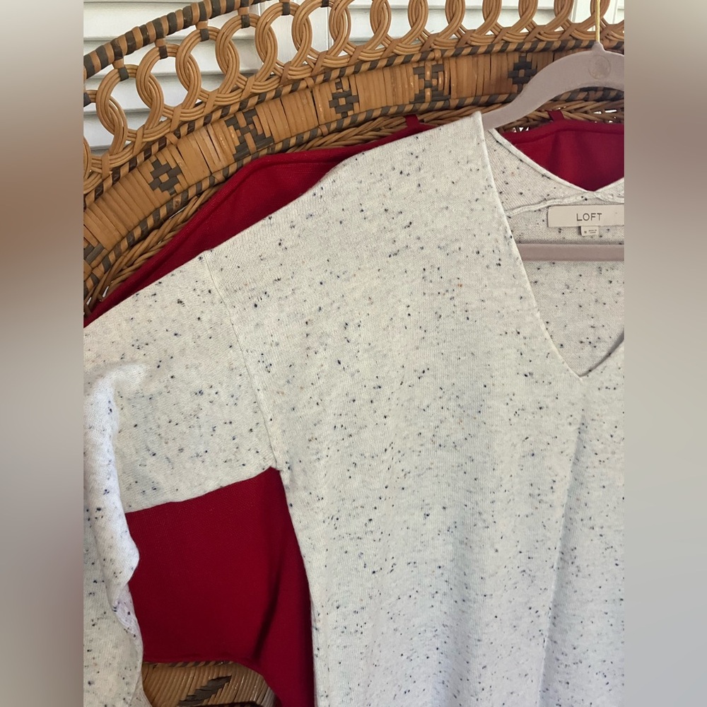 Ann Taylor LOFT Heathered Cream Knit Sweater